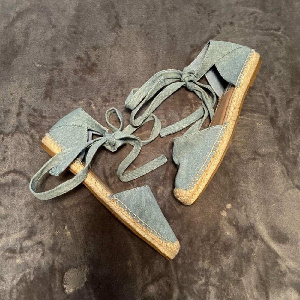 Steve Madden 'Rosette' Ankle Wrap Espadrille Flats